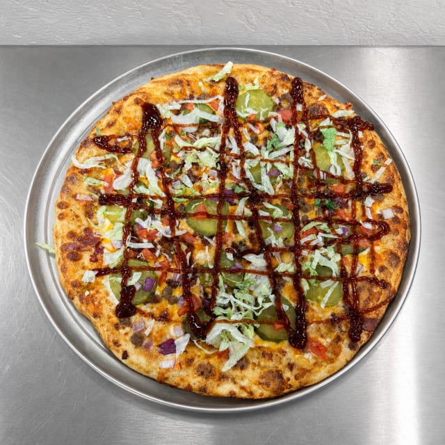 10" Bacon Cheeseburger Pizza.