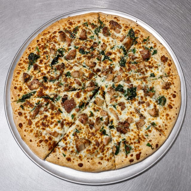 16" Chicken Alfredo Pizza.