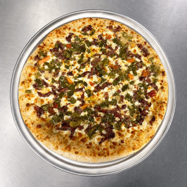 14" Philly Cheese Steak Pizza.