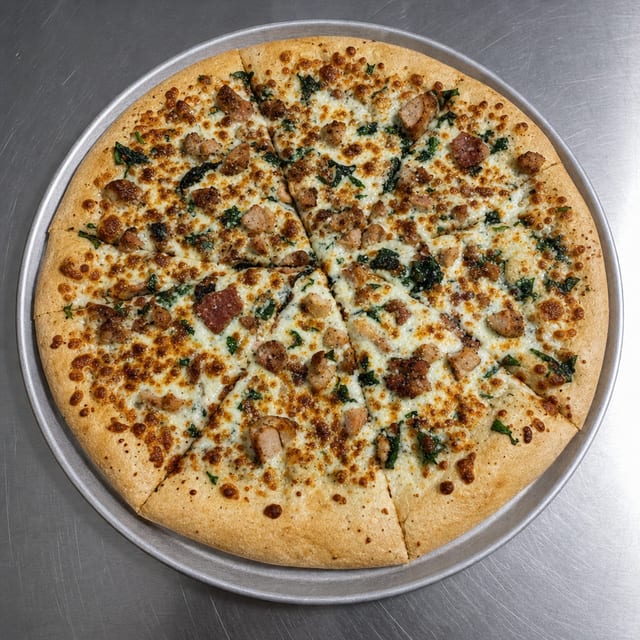 20" Chicken Alfredo Pizza.