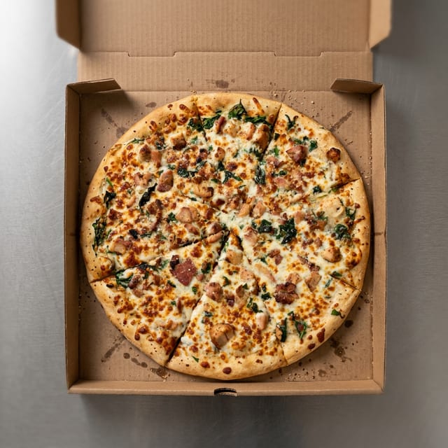 20" Chicken Alfredo Pizza.